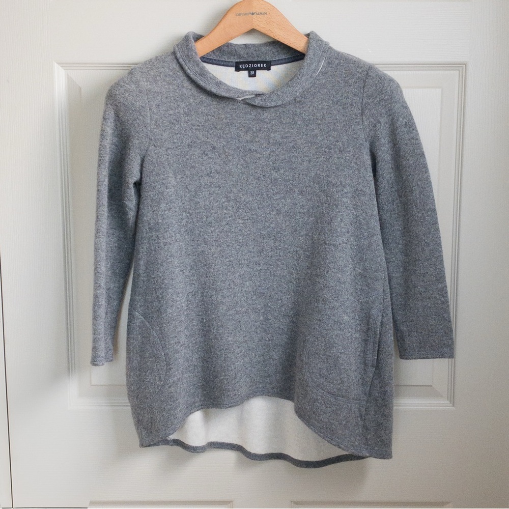 Kedziorek Alpaca Wool Knitted Asymmetrical Tunic Sweater Gray Womens Size 6 (38)